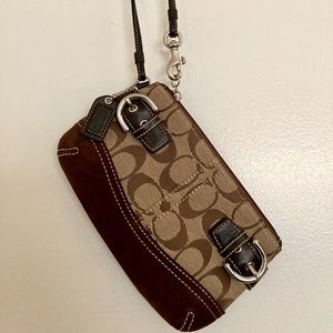 Signature Coach Wristlet with Buckles, Brown